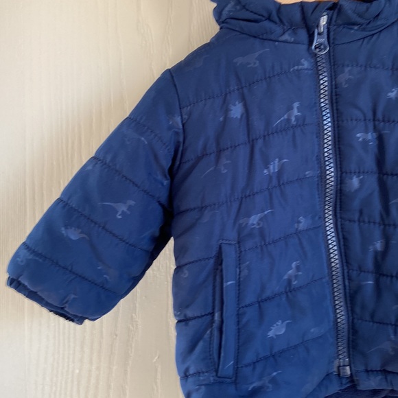 Baby GAP Navy Blue Dinosaur Puffer Winter Coat - Picture 3 of 8